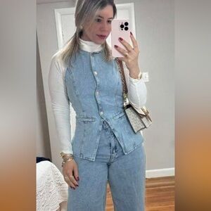 Light Blue Denim Vest with Size 26-27 Jeans